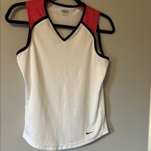 Nike White and Red Fitted Sleeveless Tank Top